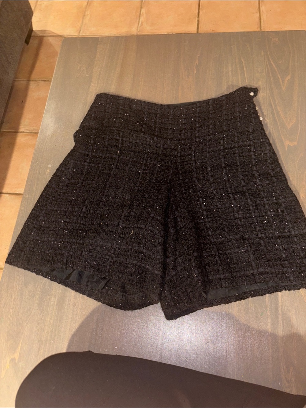 Sarah Jayne Black Tweed High-Waist Bermuda Shorts-perfect for holidays